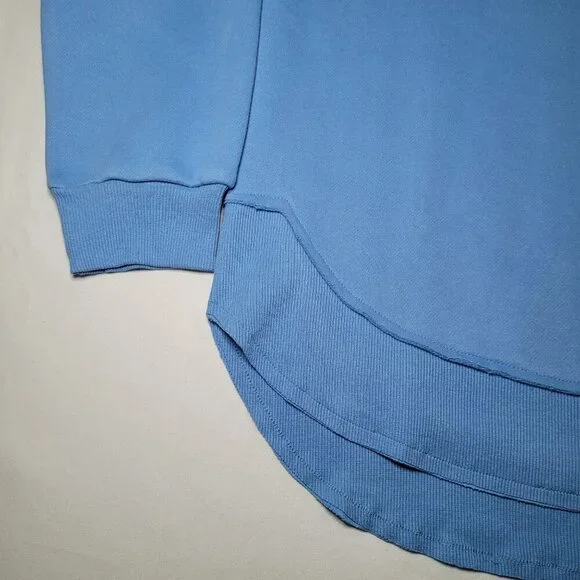 Embossed Crewneck Sweatshirt Womens Blue Salty Wave Small Beachy Streetwear NWOT - Picture 2 of 10